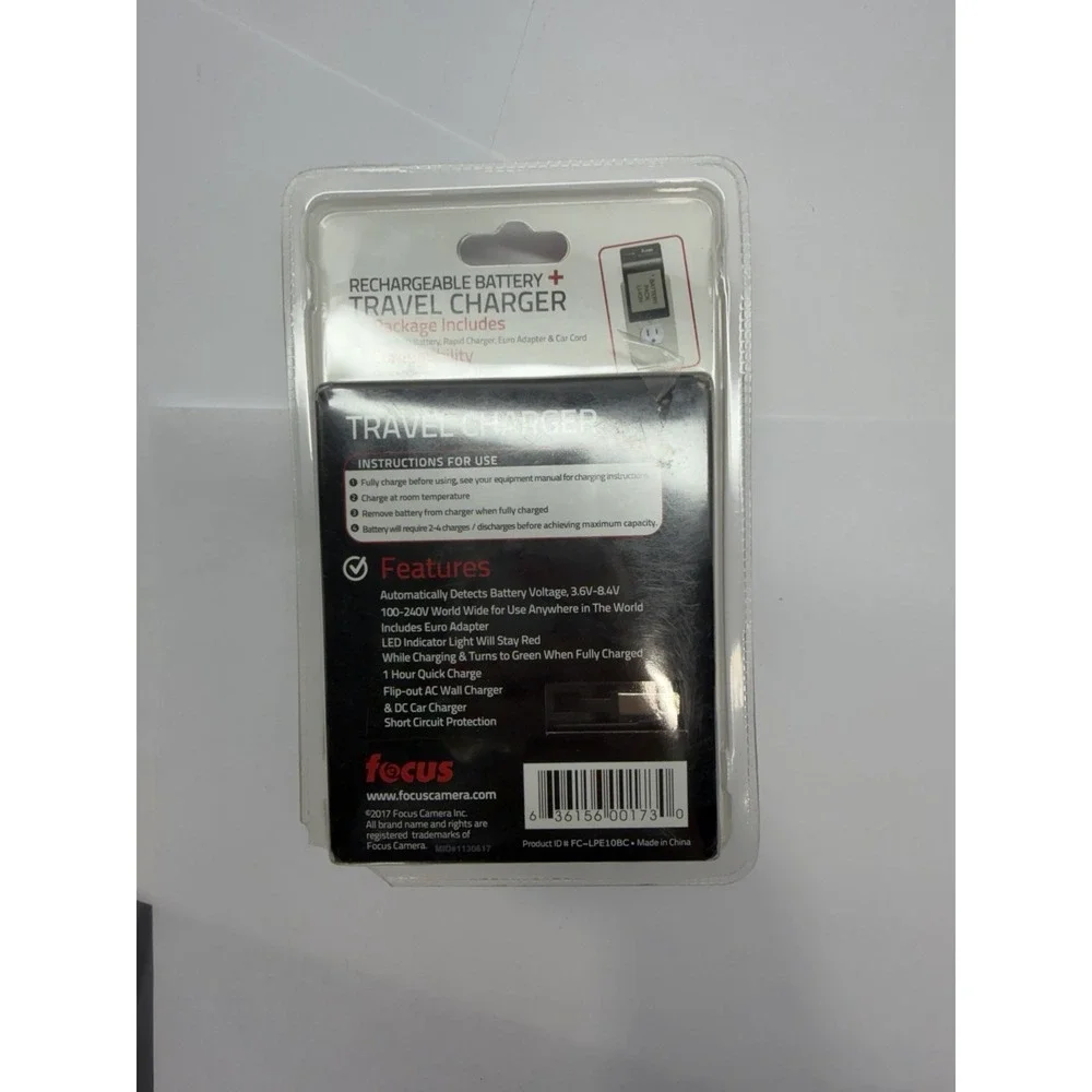 Focus FC-LPE10BC Universal Travel Charger with 1100AH LP-E10 Battery New
